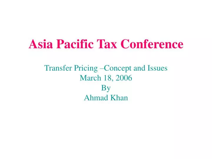 asia pacific tax conference