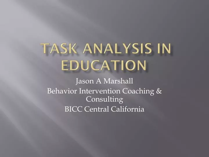 task analysis in education