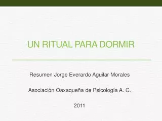 un ritual para dormir