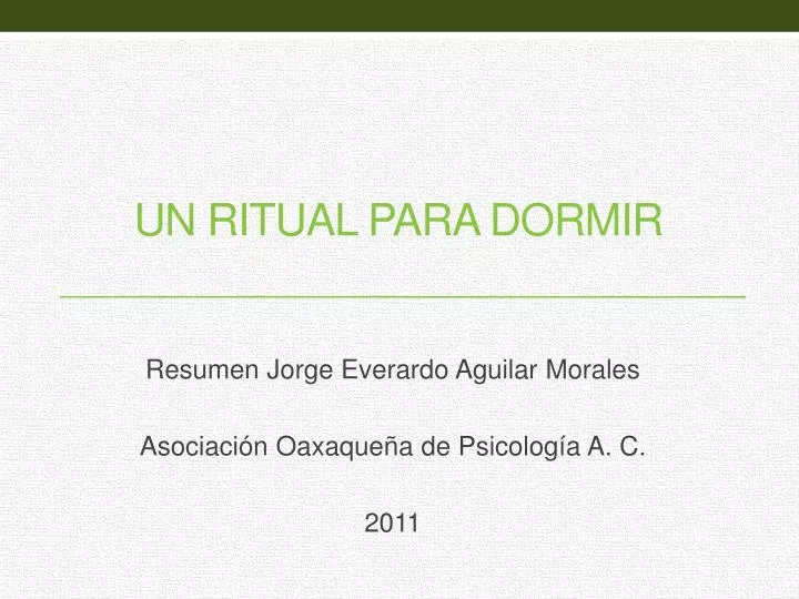 un ritual para dormir