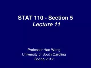 STAT 110 - Section 5 Lecture 11