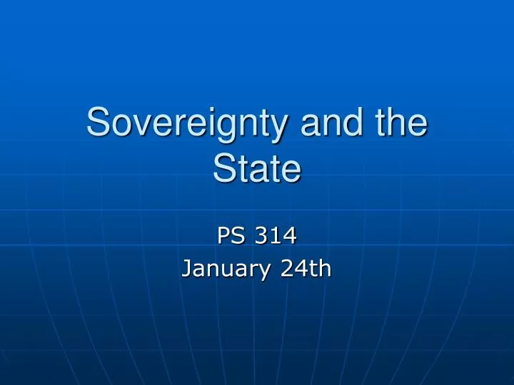 sovereignty and the state