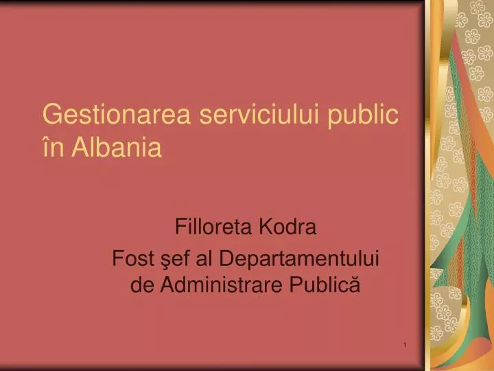 gestionarea serviciului public n albania