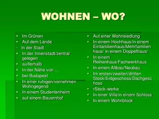 wohnen wo
