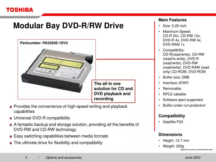 modular bay dvd r rw drive