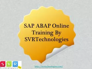 SAP ABAP Online Training By SVRTechnologies