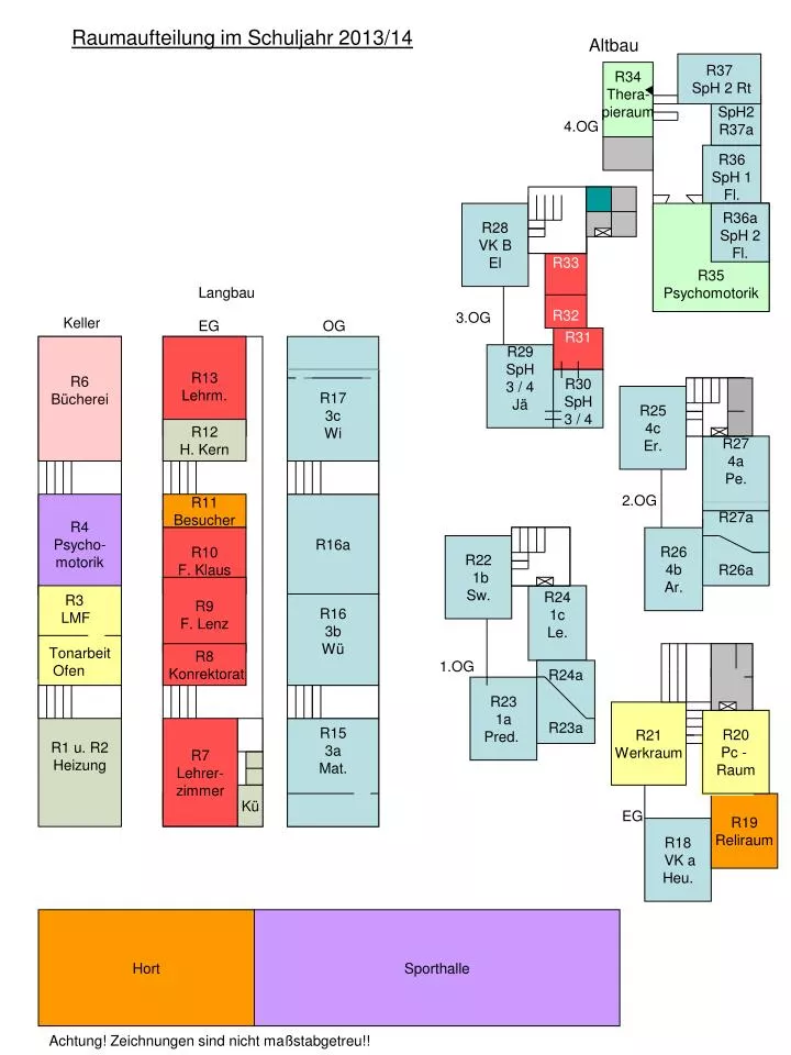 raumaufteilung im schuljahr 2013 14
