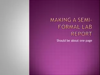 Making a semi-formal lab report