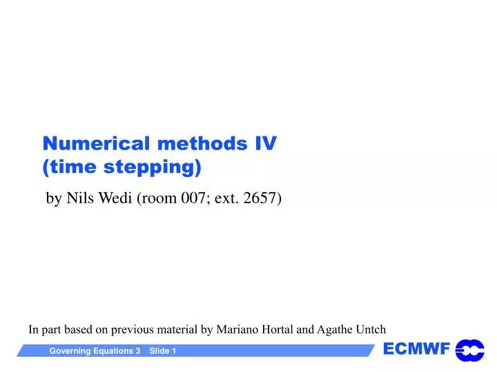 numerical methods iv time stepping