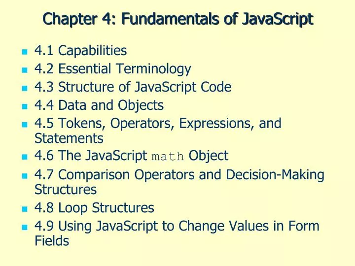 chapter 4 fundamentals of javascript
