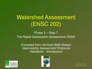 Watershed Assessment (ENSC 202)