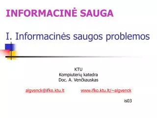 informacin sauga i informacin s saugos problemos