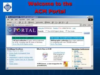 Welcome to the ACM Portal
