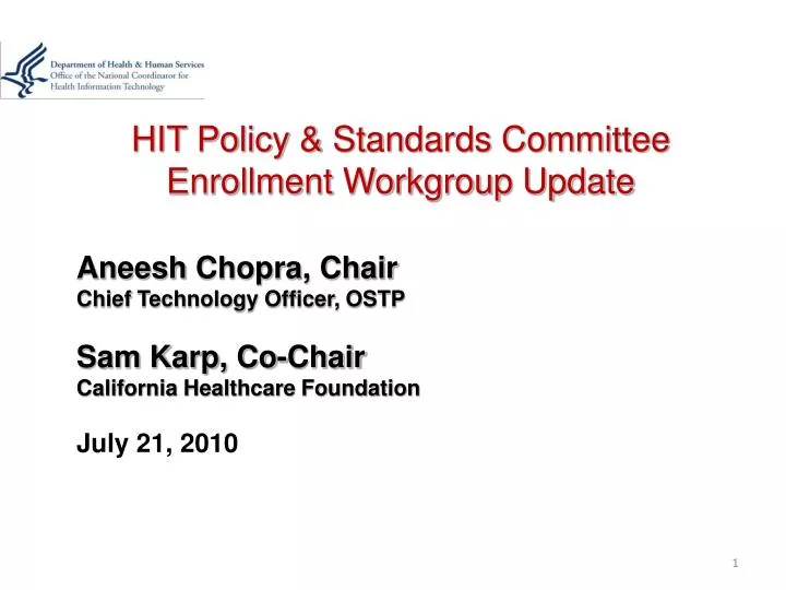 hit policy standards committee enrollment workgroup update