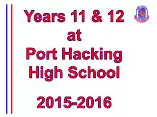 Years 11 &amp; 12 at Port Hacking High School 2015-2016