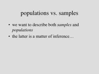 populations vs. samples