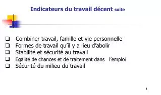 indicateurs du travail d cent suite
