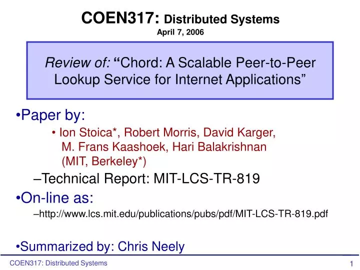 review of chord a scalable peer to peer lookup service for internet applications
