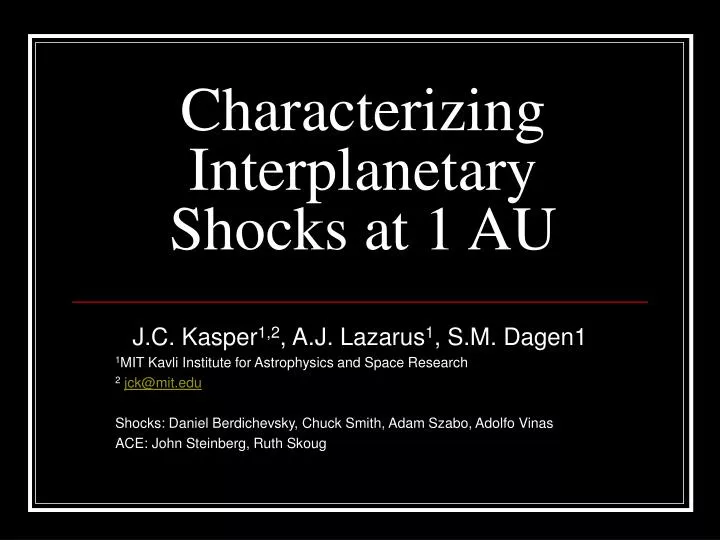characterizing interplanetary shocks at 1 au