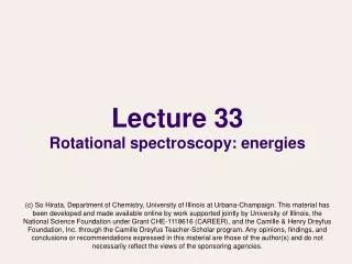 Lecture 33 Rotational spectroscopy: energies