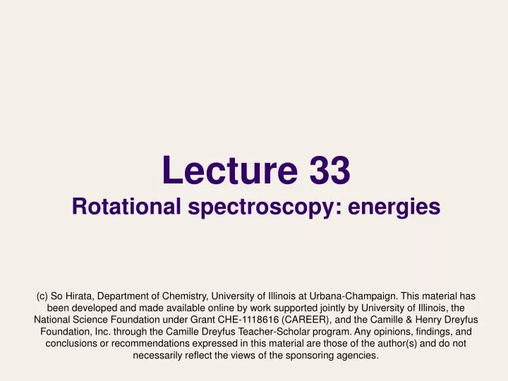 lecture 33 rotational spectroscopy energies