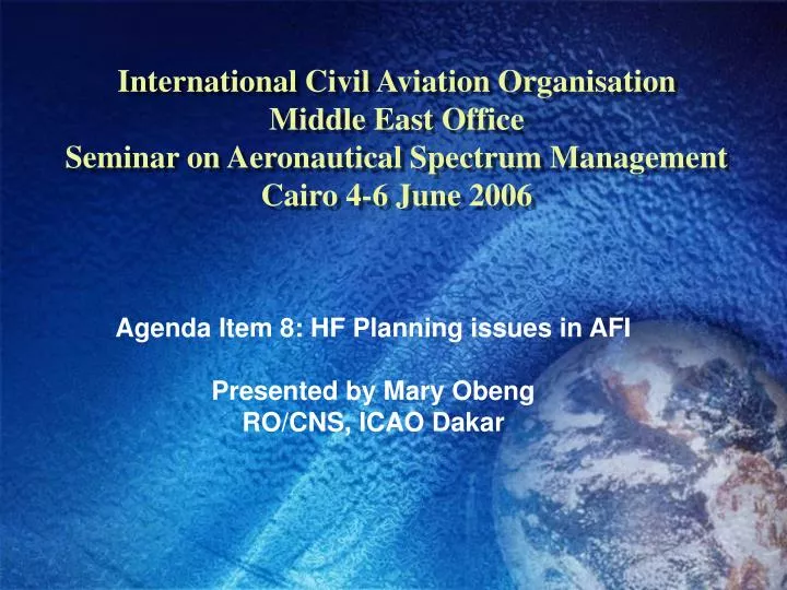agenda item 8 hf planning issues in afi presented by mary obeng ro cns icao dakar