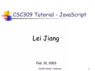 CSC309 Tutorial - JavaScript