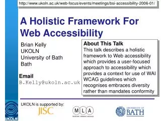 A Holistic Framework For Web Accessibility
