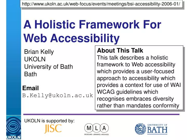 a holistic framework for web accessibility
