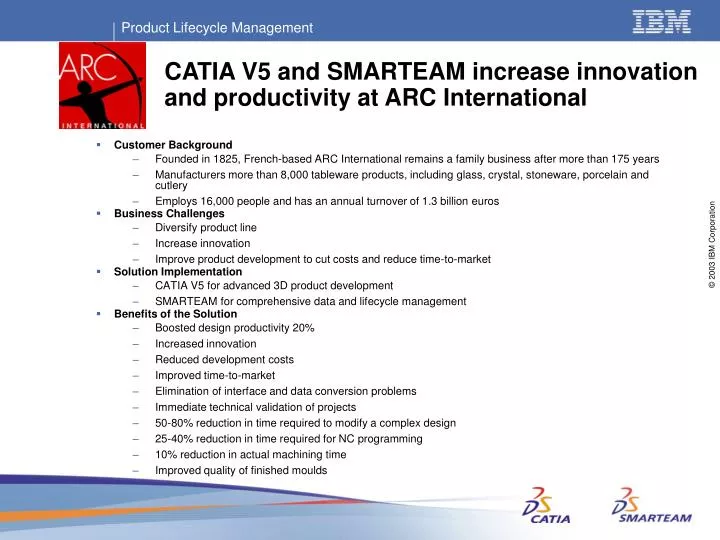 catia v5 and smarteam increase innovation and productivity at arc international