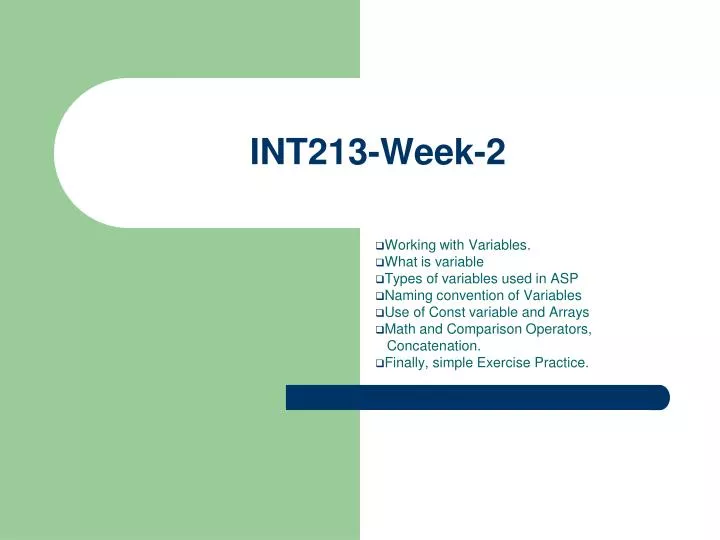 int213 week 2