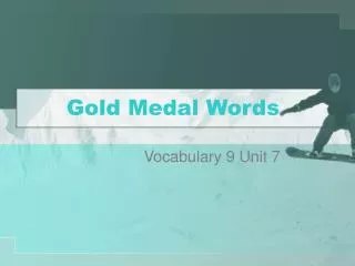 Gold Medal Words