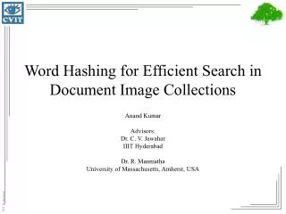 Word Hashing for Efficient Search in Document Image Collections