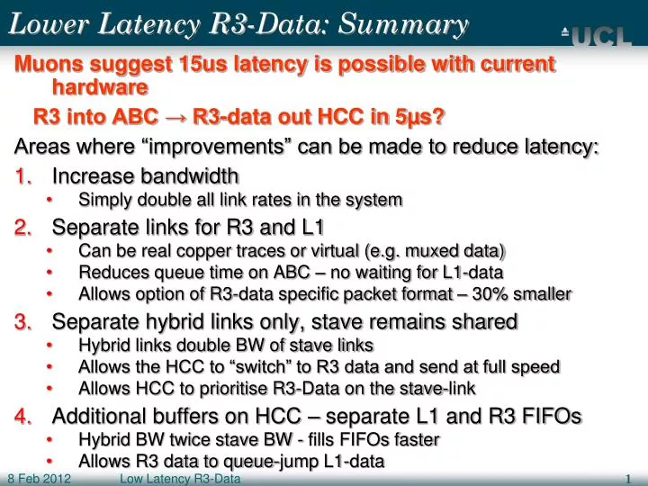 lower latency r3 data summary