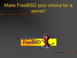 Make FreeBSD your choice for a server!