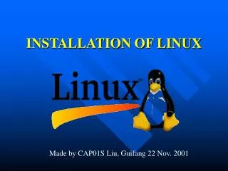 INSTALLATION OF LINUX