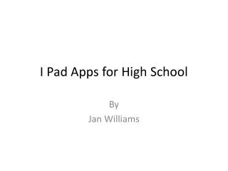 I Pad Apps for High School