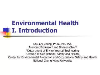 Environmental Health I. Introduction