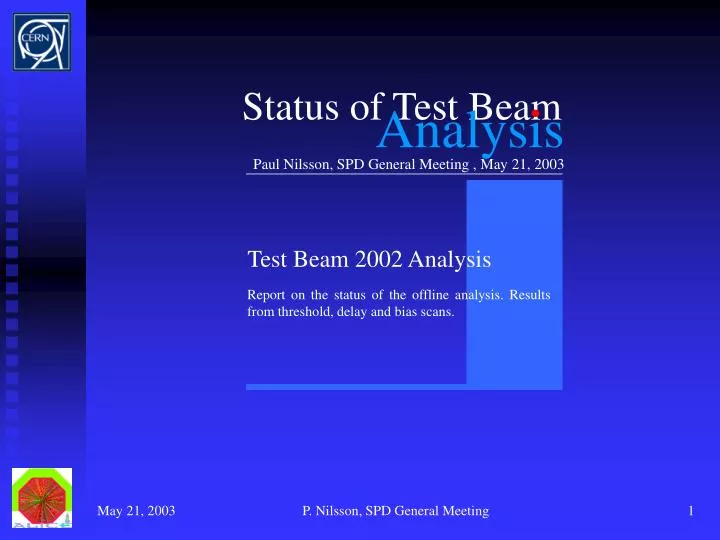 status of test beam