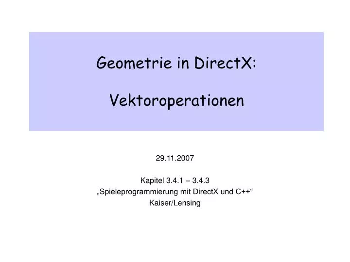 geometrie in directx vektoroperationen