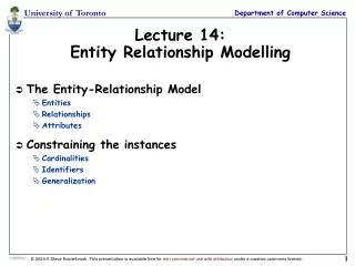 Lecture 14: Entity Relationship Modelling