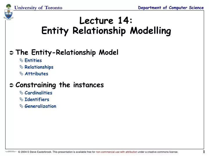 lecture 14 entity relationship modelling