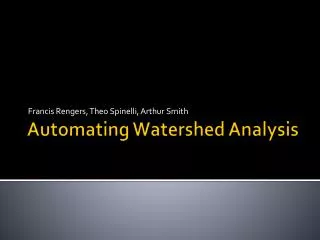Automating Watershed Analysis