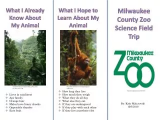 Milwaukee County Zoo Science Field Trip