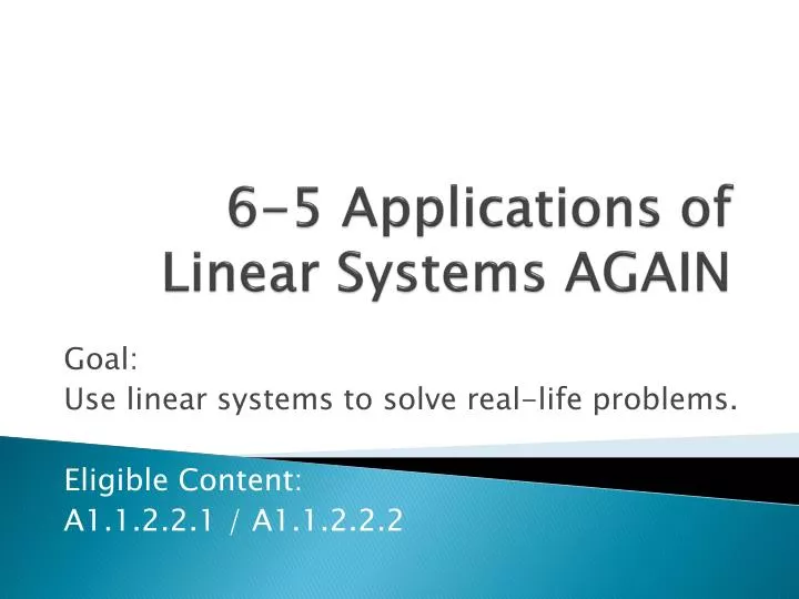 6 5 applications of linear systems again