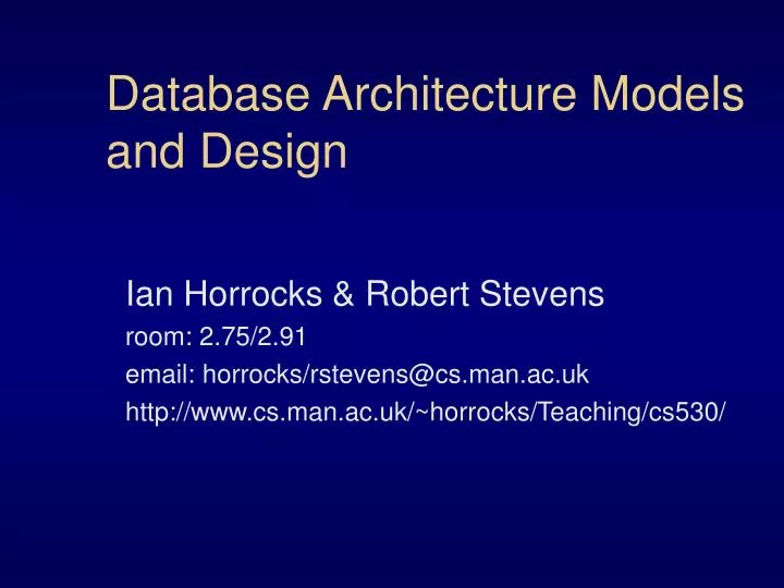 database architecture models and design