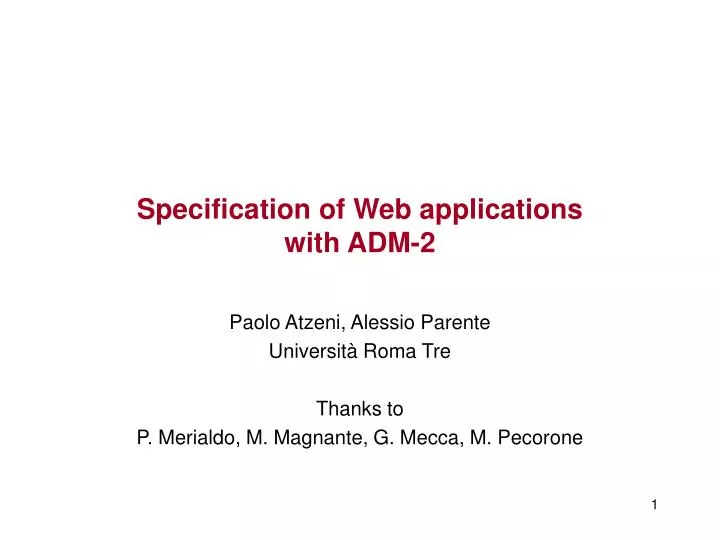 specification of web applications with adm 2
