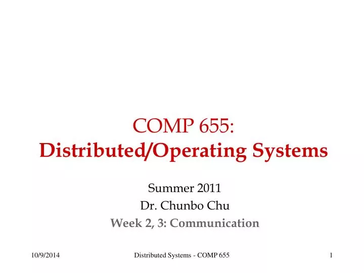 comp 655 distributed operating systems