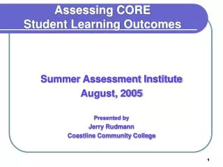 Assessing CORE Student Learning Outcomes