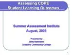 Assessing CORE Student Learning Outcomes - slide 1